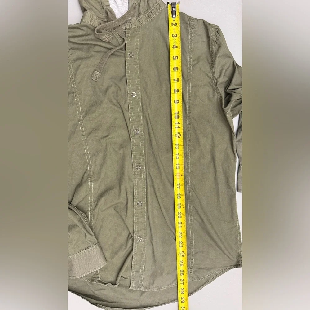 American Rag Olive Green Hooded Button Up Shirt Jacket Size M Cotton